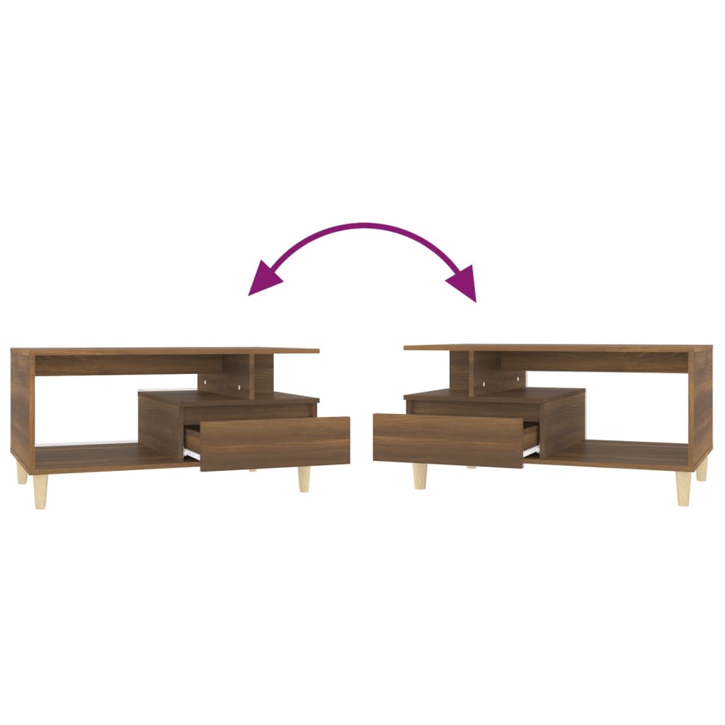 Sohvapöytä ruskea tammi 90x49x45 cm tekninen puu - Sisustajankoti.fi