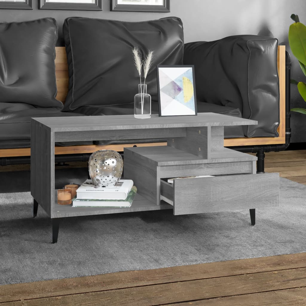 Sohvapöytä harmaa Sonoma 90x49x45 cm tekninen puu - Sisustajankoti.fi