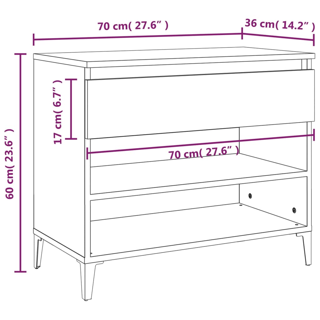 Kenkäkaappi betoninharmaa 70x36x60 cm tekninen puu - Sisustajankoti.fi