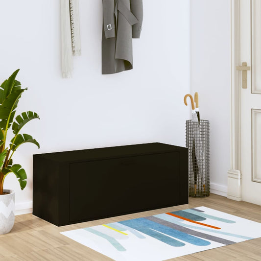 Seinäkenkäkaappi musta 100x35x38 cm tekninen puu - Sisustajankoti.fi