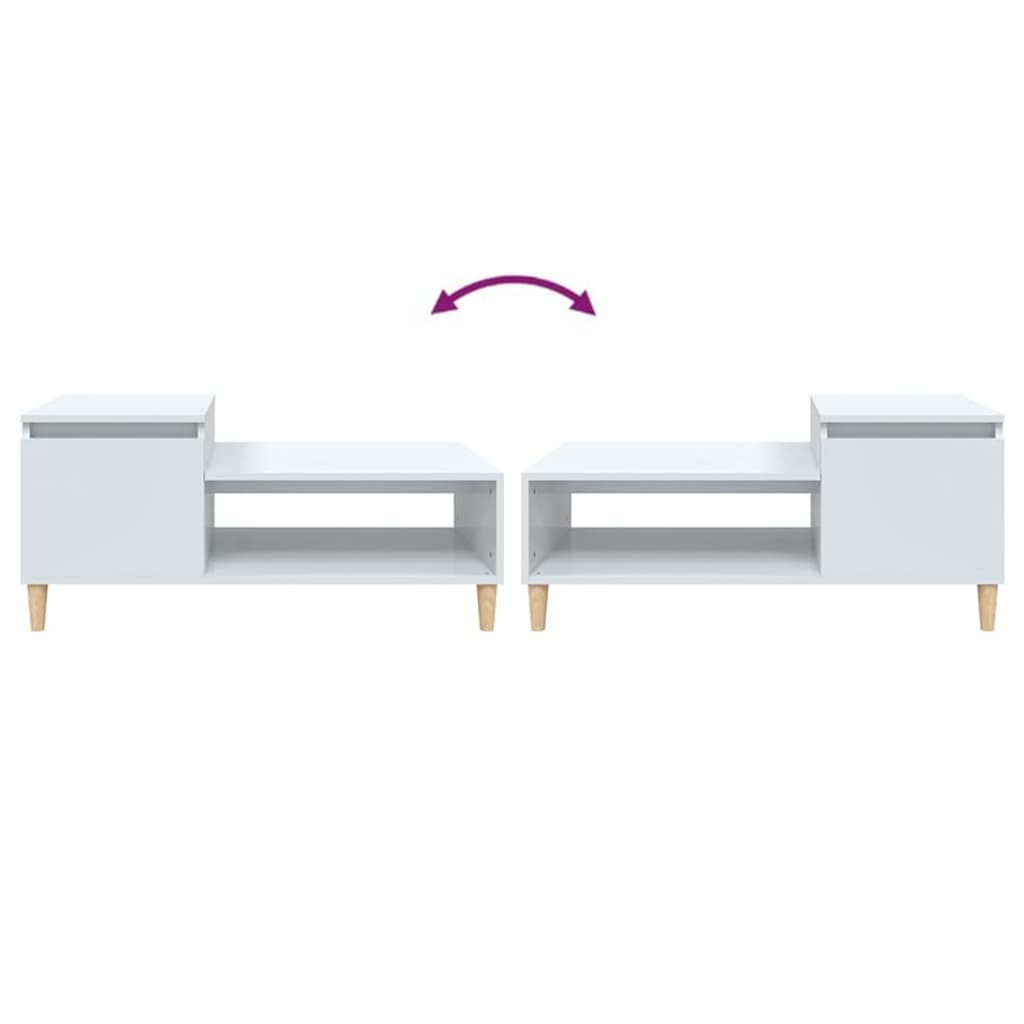 Sohvapöytä korkeakiilto valkoinen 100x50x45 cm tekninen puu - Sisustajankoti.fi