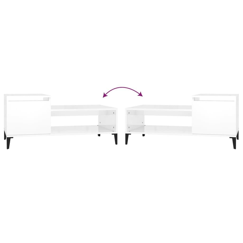 Sohvapöytä korkeakiilto valkoinen 100x50x45 cm tekninen puu - Sisustajankoti.fi