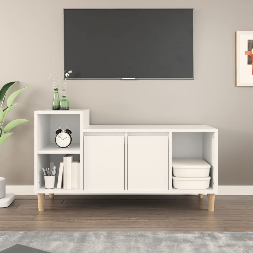 TV-taso valkoinen 100x35x55 cm tekninen puu - Sisustajankoti.fi