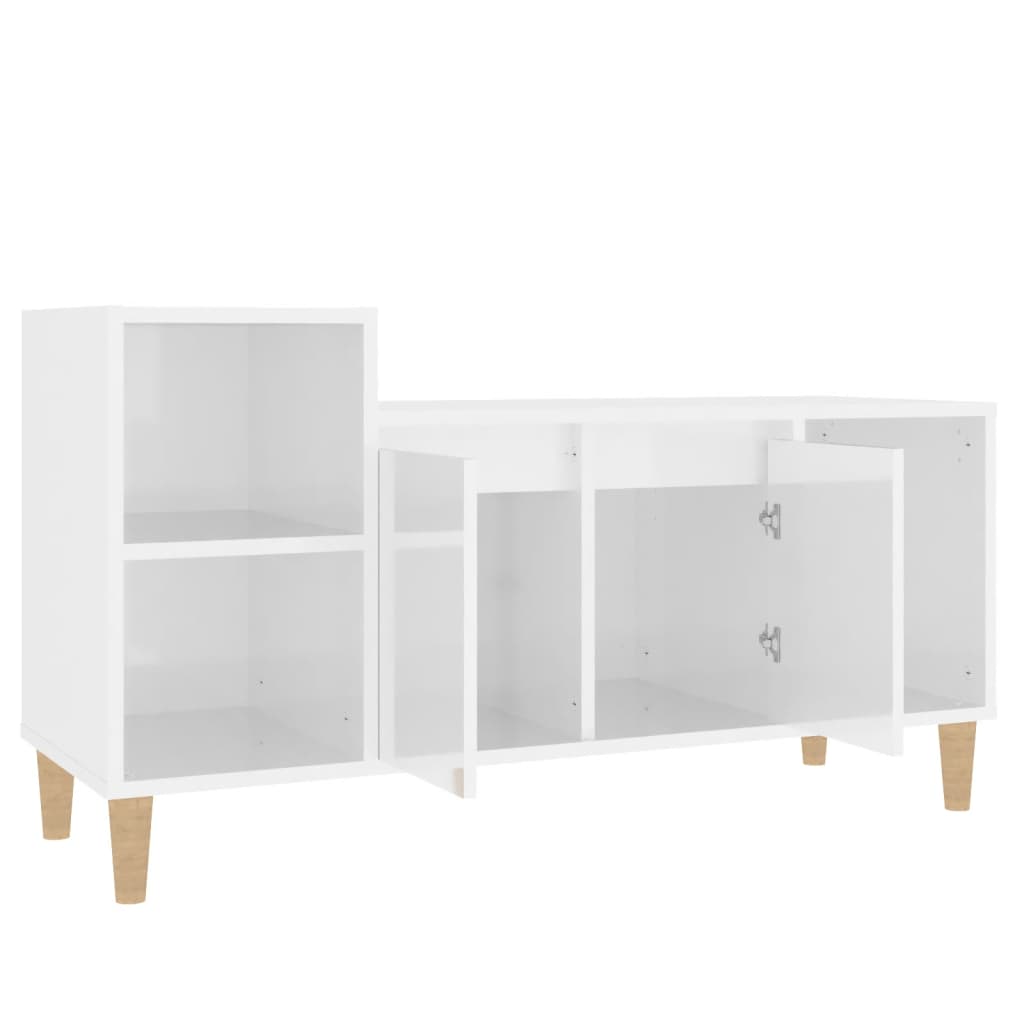 TV-taso korkeakiilto valkoinen 100x35x55 cm tekninen puu - Sisustajankoti.fi