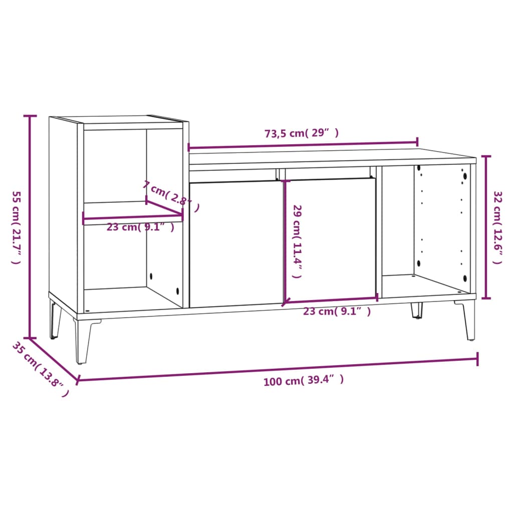 TV-taso musta 100x35x55 cm tekninen puu - Sisustajankoti.fi