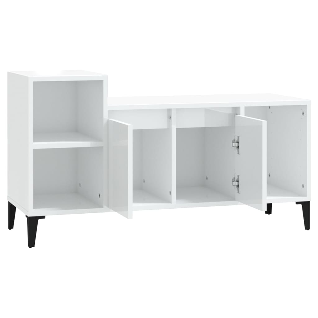 TV-taso korkeakiilto valkoinen 100x35x55 cm tekninen puu - Sisustajankoti.fi