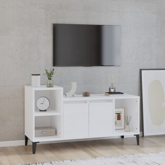 TV-taso korkeakiilto valkoinen 100x35x55 cm tekninen puu - Sisustajankoti.fi