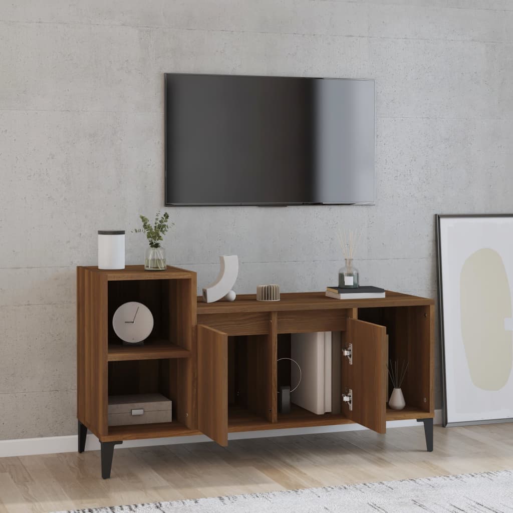 TV-taso ruskea tammi 100x35x55 cm tekninen puu - Sisustajankoti.fi