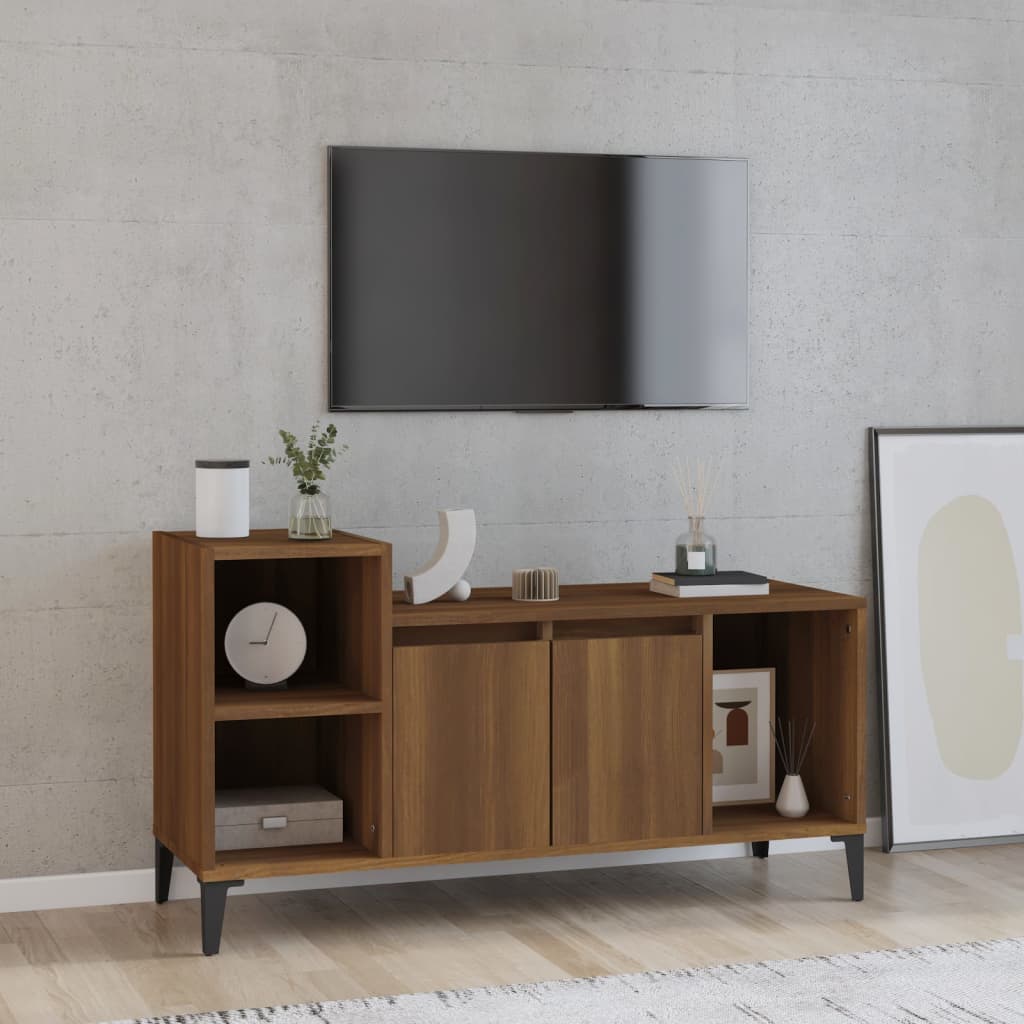 TV-taso ruskea tammi 100x35x55 cm tekninen puu - Sisustajankoti.fi