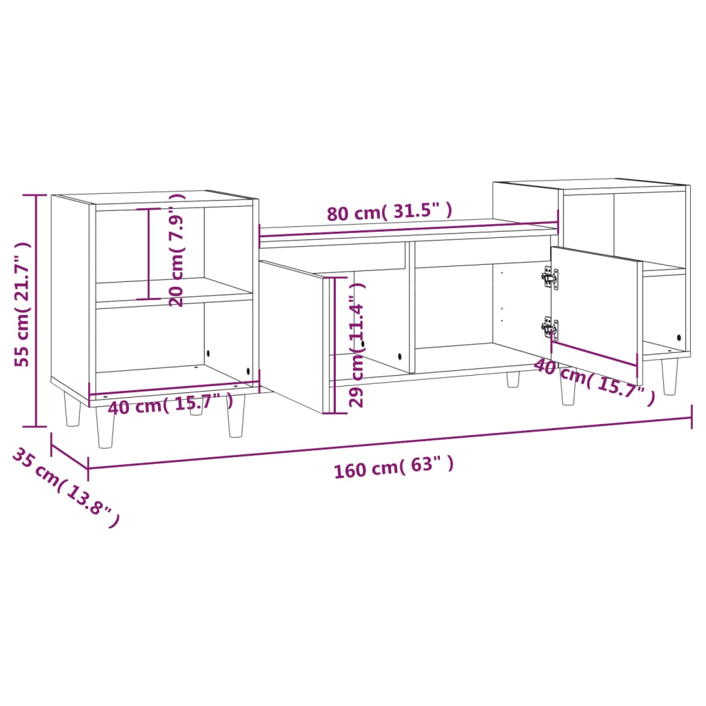 TV-taso musta 160x35x55 cm tekninen puu - Sisustajankoti.fi