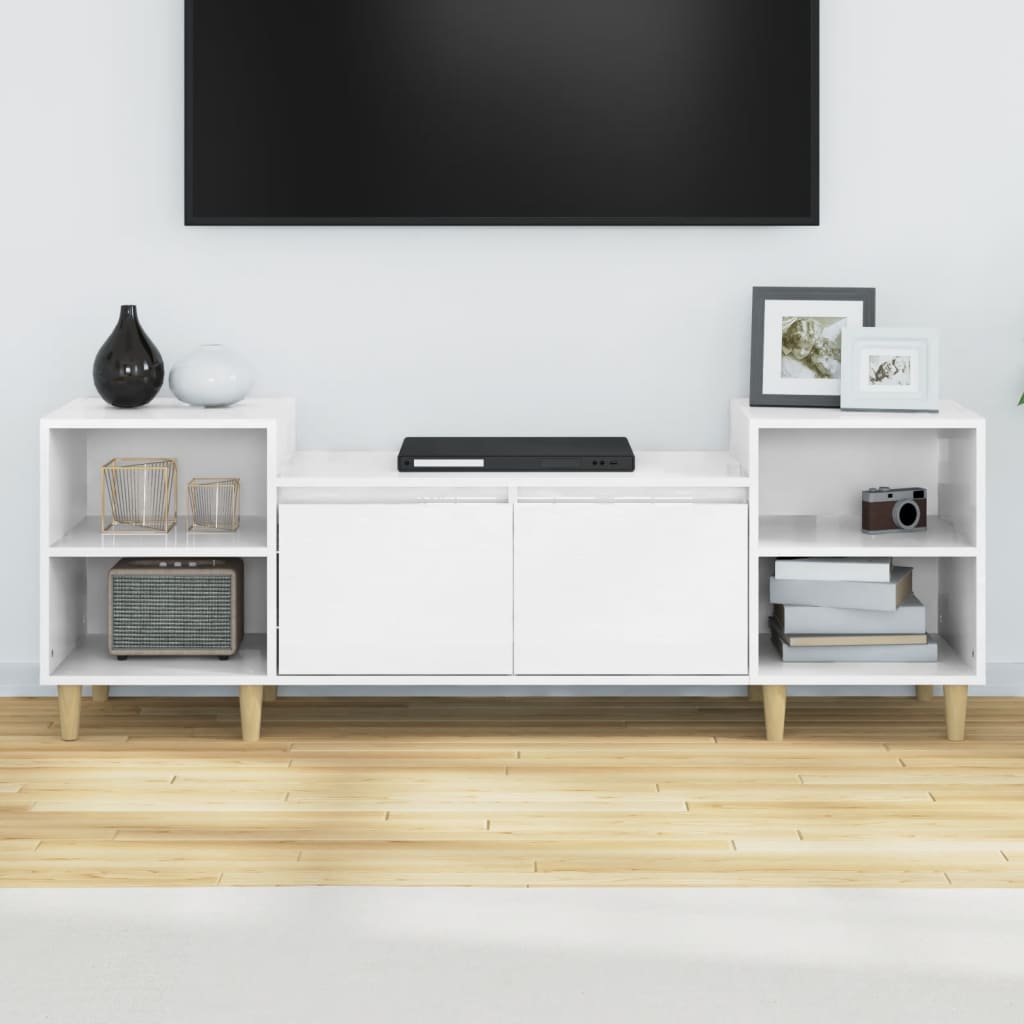TV-taso korkeakiilto valkoinen 160x35x55 cm tekninen puu - Sisustajankoti.fi