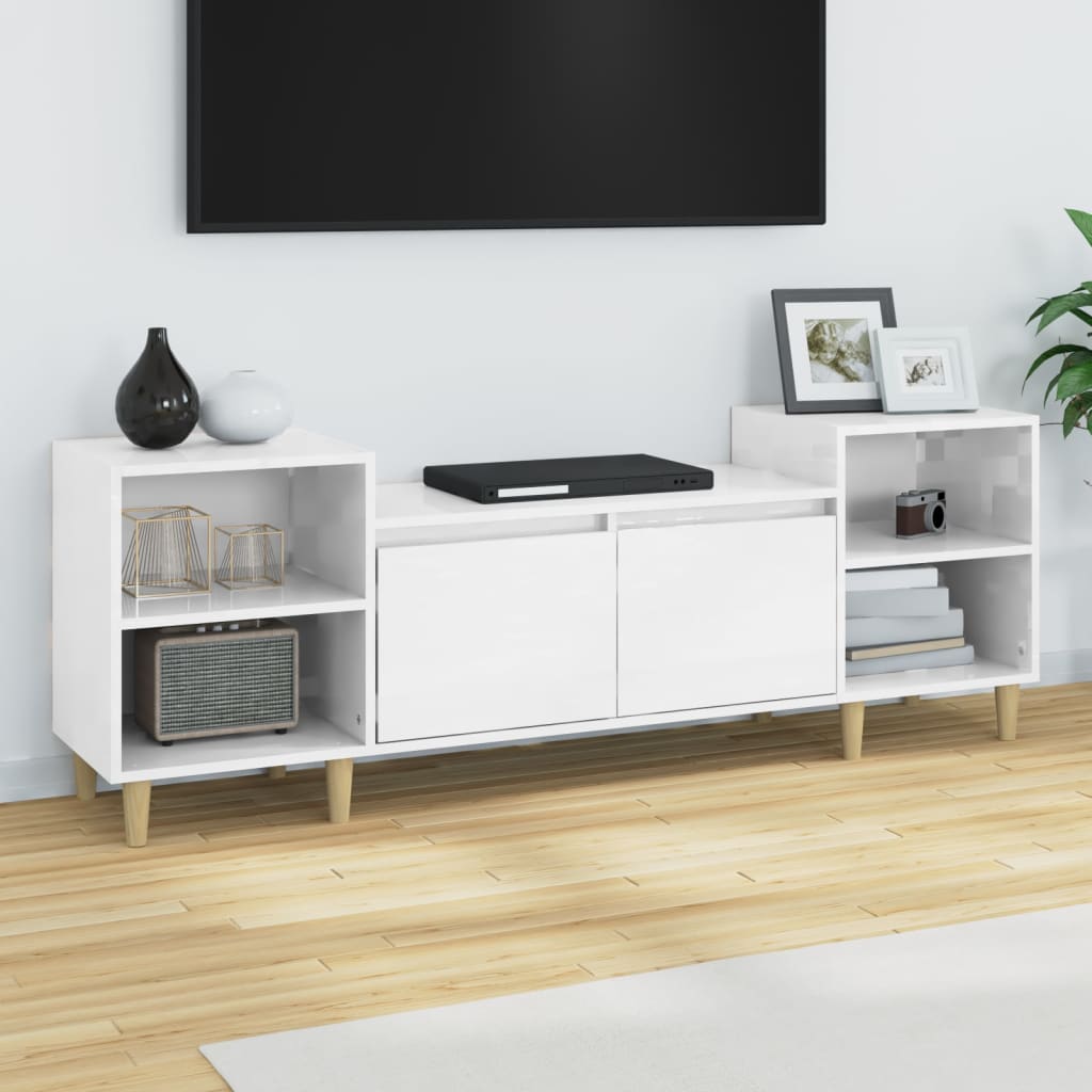 TV-taso korkeakiilto valkoinen 160x35x55 cm tekninen puu - Sisustajankoti.fi