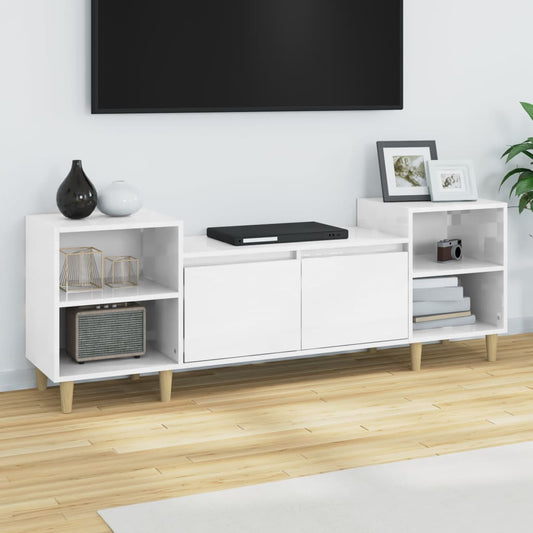 TV-taso korkeakiilto valkoinen 160x35x55 cm tekninen puu - Sisustajankoti.fi