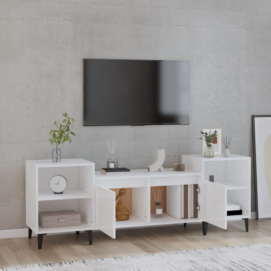 TV-taso korkeakiilto valkoinen 160x35x55 cm tekninen puu - Sisustajankoti.fi