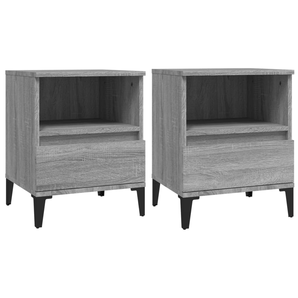Yöpöydät 2 kpl harmaa Sonoma 40x35x50 cm - Sisustajankoti.fi
