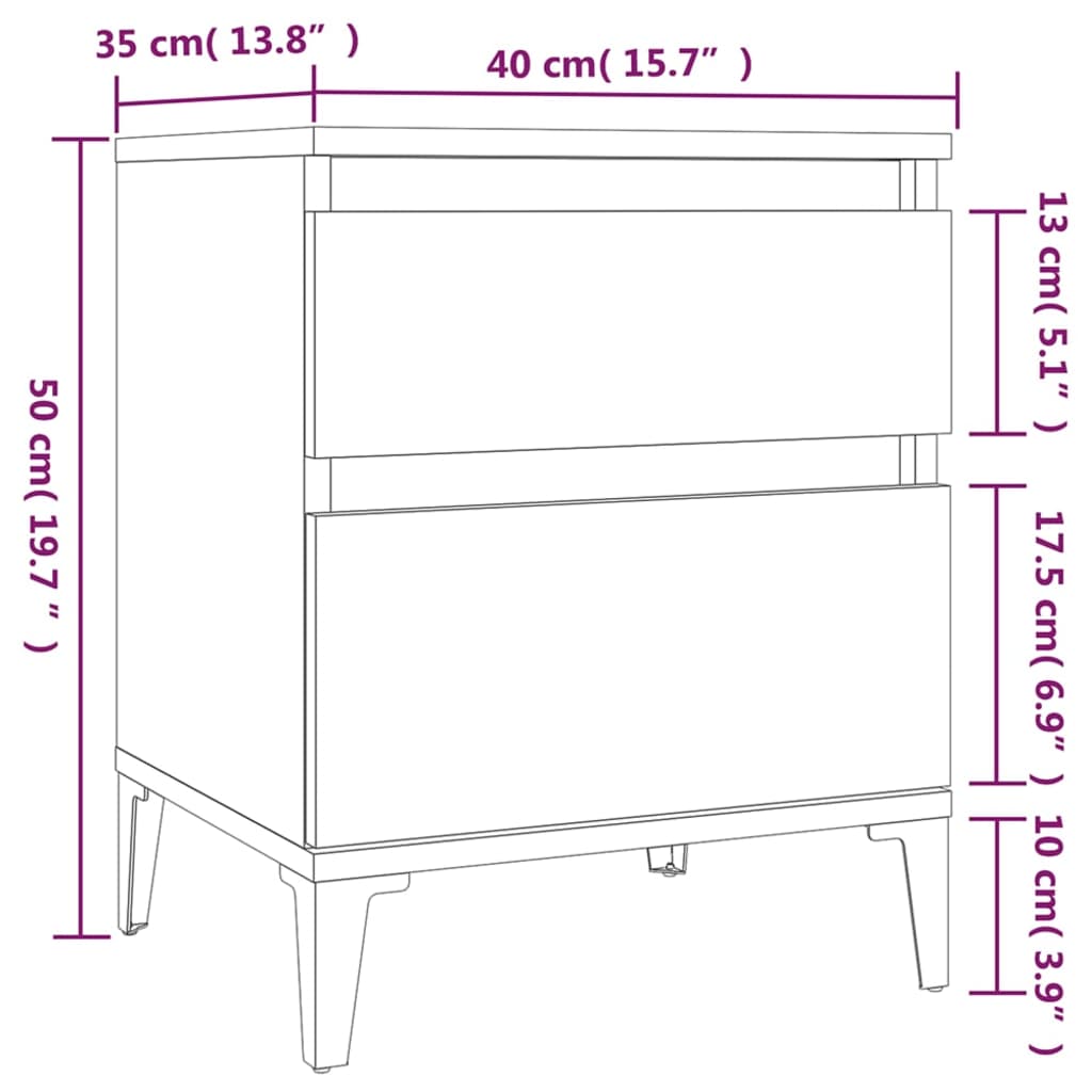 Yöpöydät 2 kpl valkoinen 40x35x50 cm - Sisustajankoti.fi