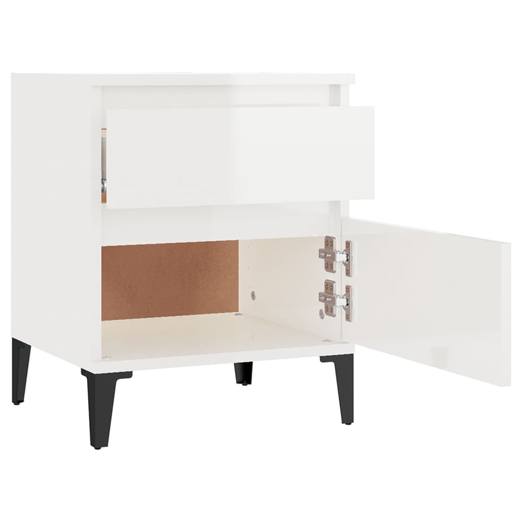 Yöpöydät 2 kpl korkeakiilto valkoinen 40x35x50 cm - Sisustajankoti.fi