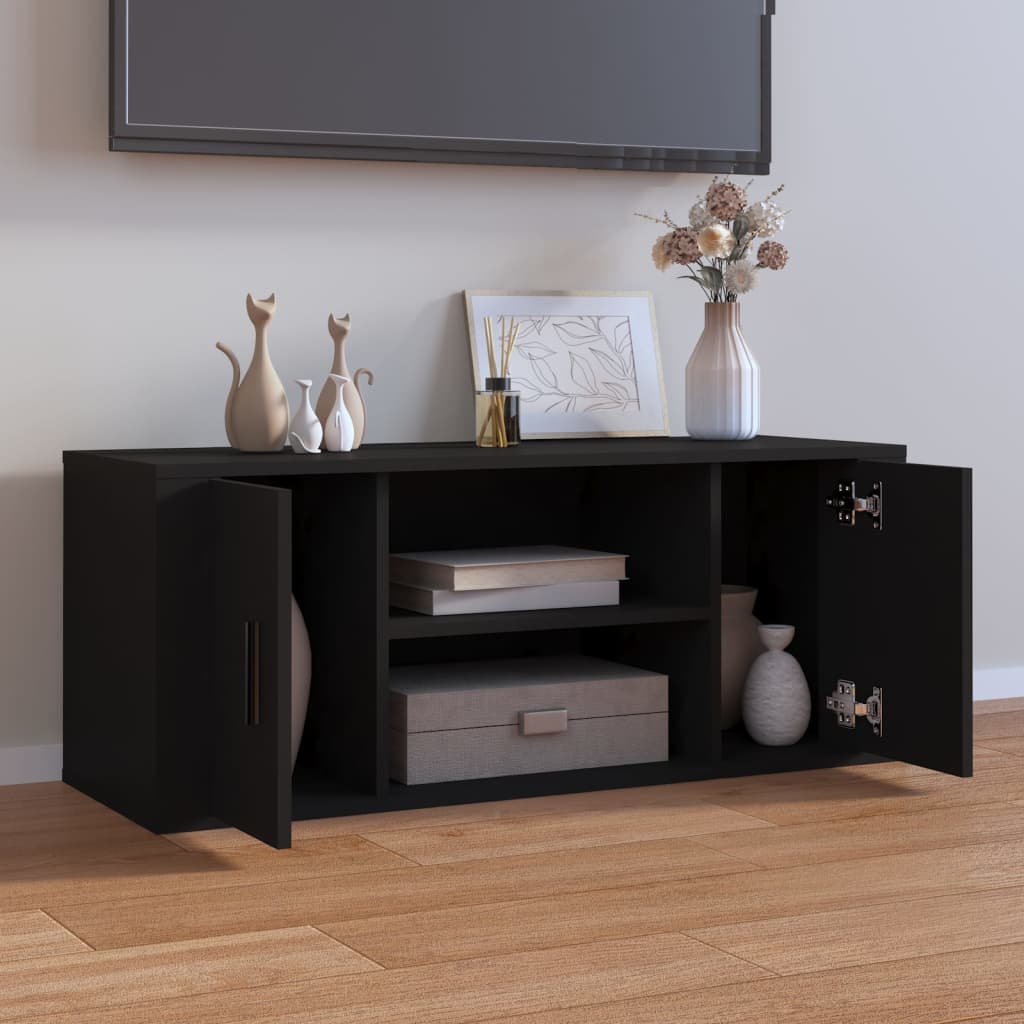 TV-taso musta 100x35x40 cm tekninen puu - Sisustajankoti.fi