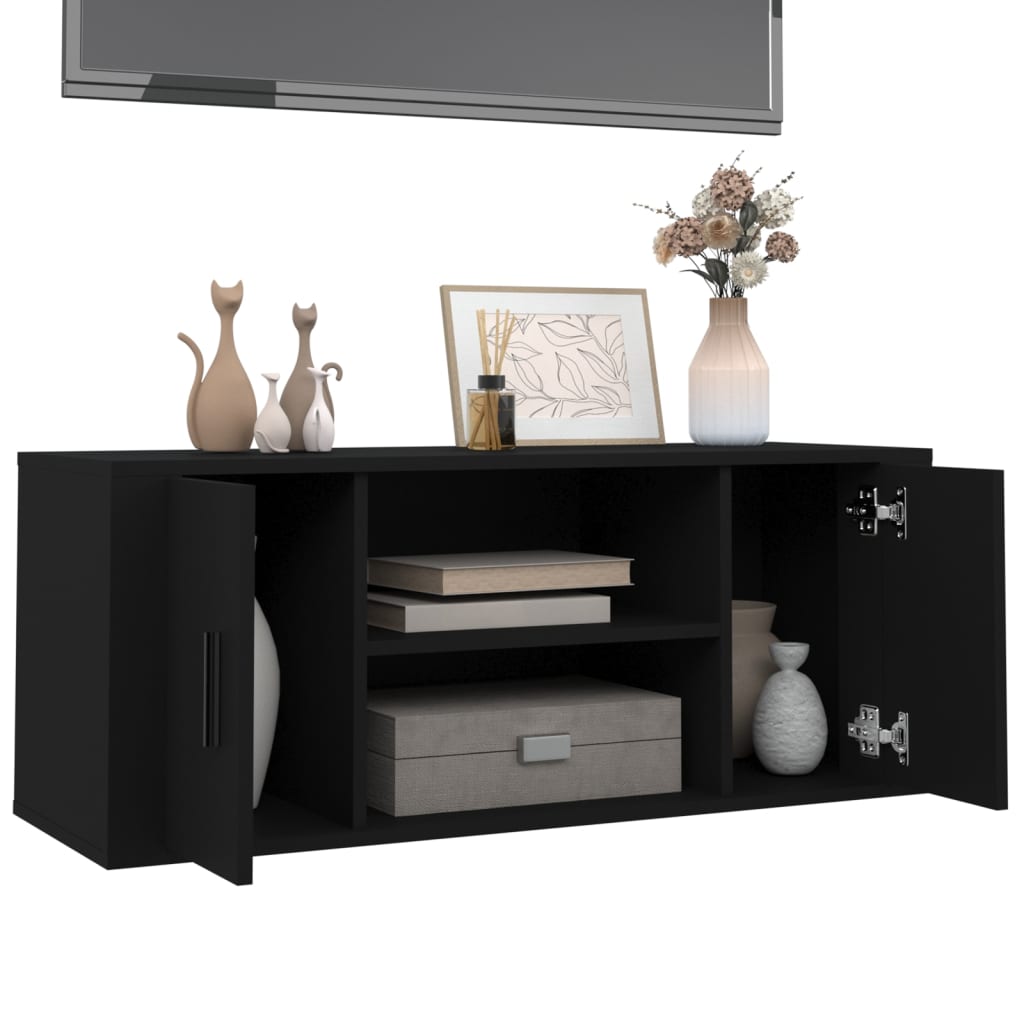 TV-taso musta 100x35x40 cm tekninen puu - Sisustajankoti.fi