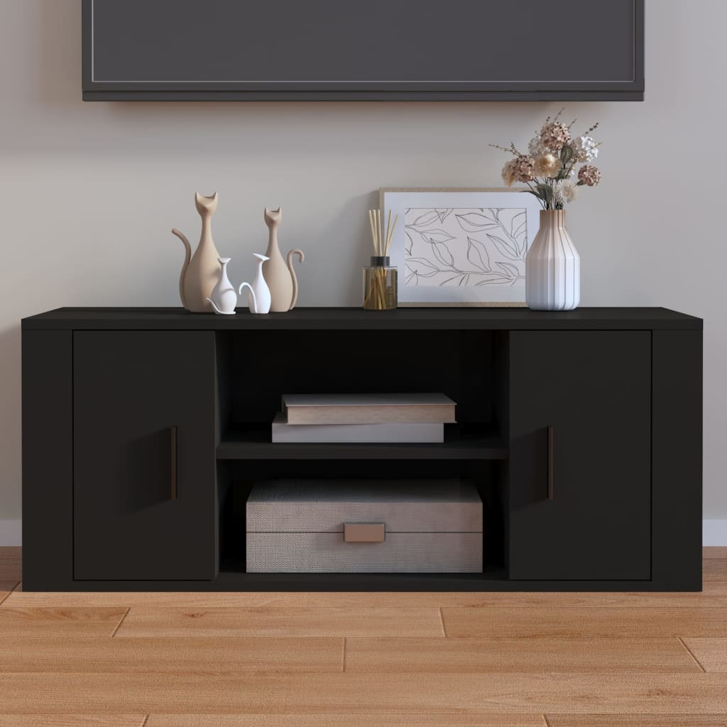 TV-taso musta 100x35x40 cm tekninen puu - Sisustajankoti.fi