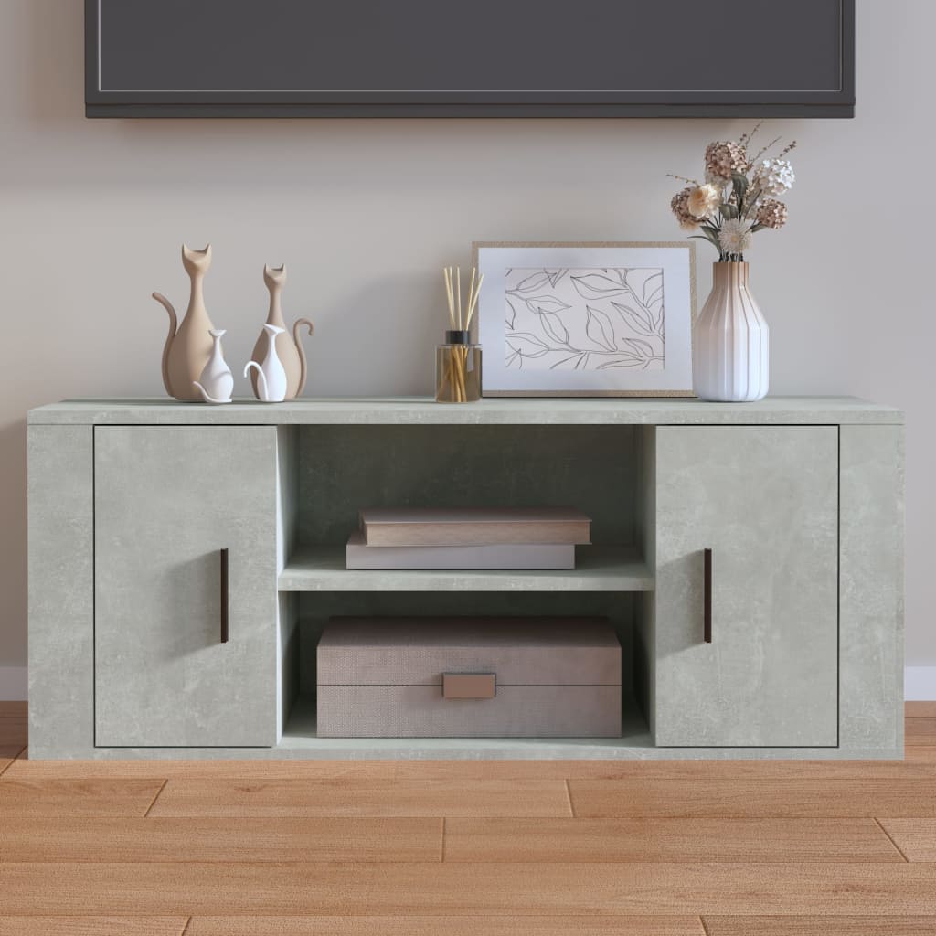TV-taso betoninharmaa 100x35x40 cm tekninen puu - Sisustajankoti.fi