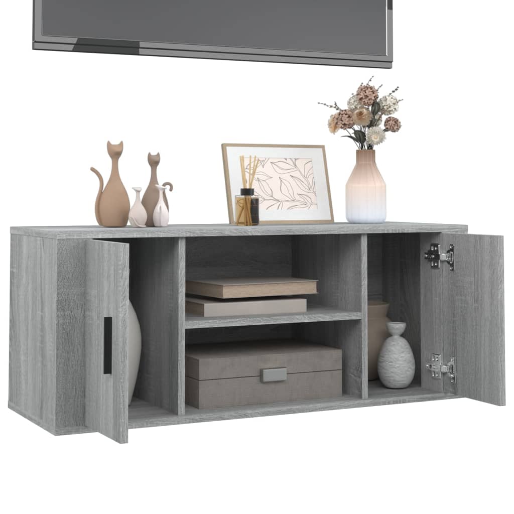 TV-taso harmaa Sonoma 100x35x40 cm tekninen puu - Sisustajankoti.fi