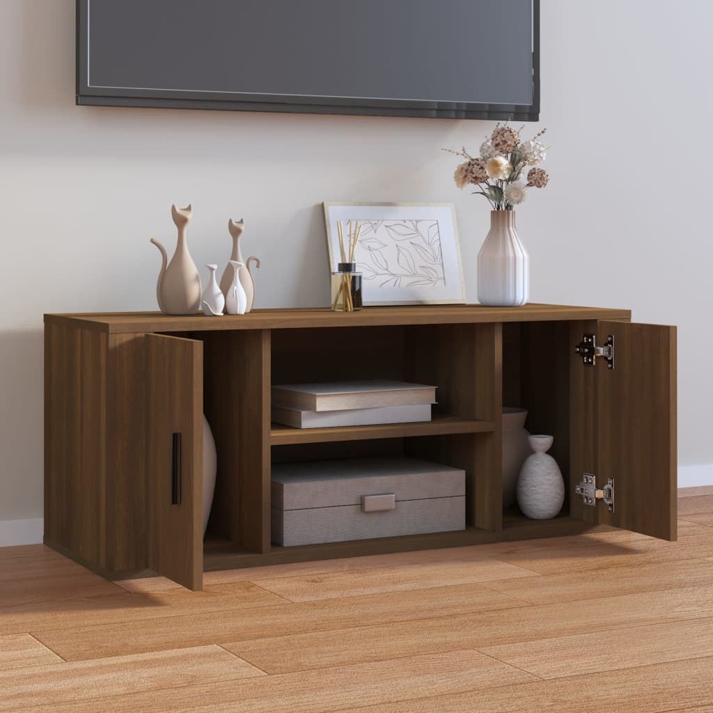 TV-taso ruskea tammi 100x35x40 cm tekninen puu - Sisustajankoti.fi