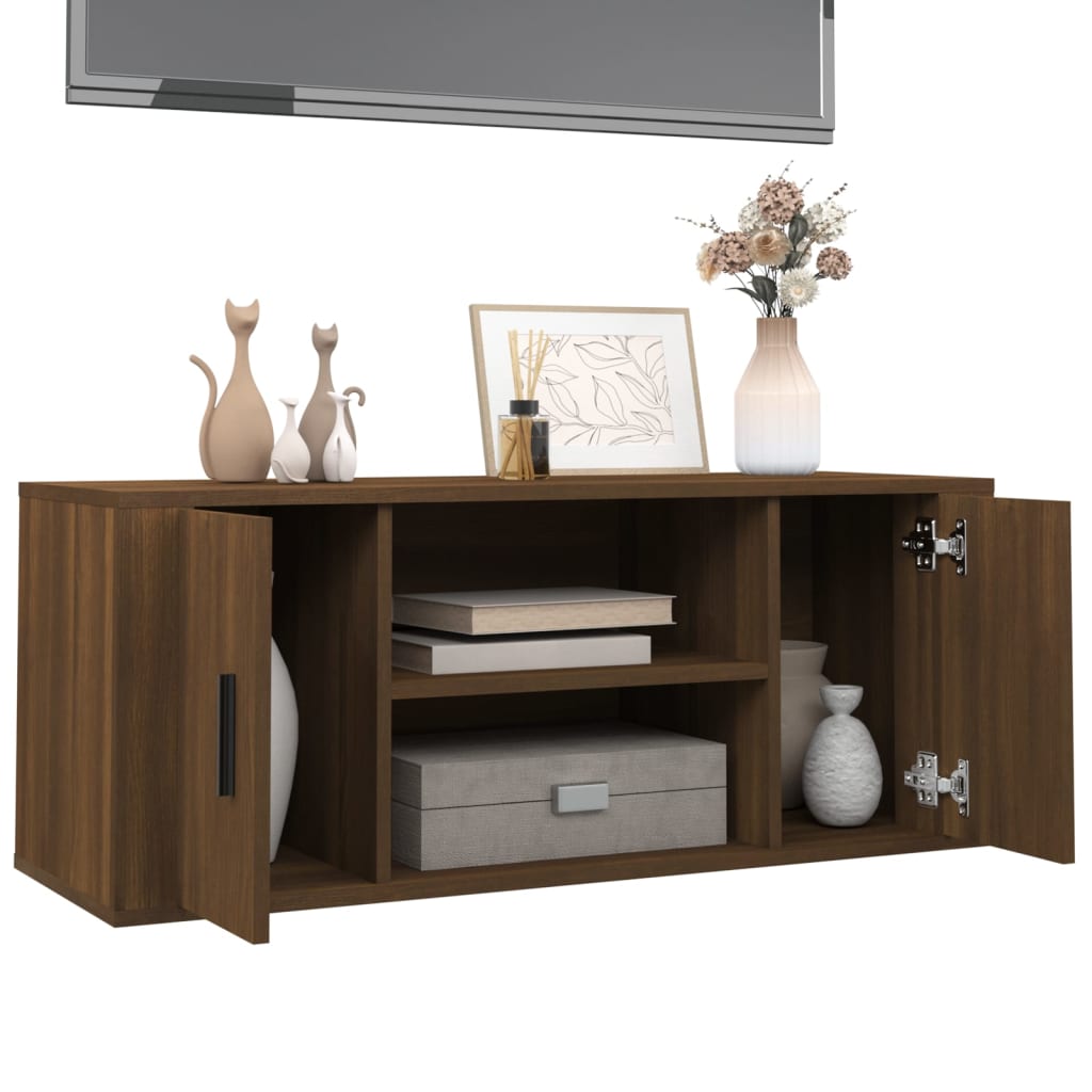 TV-taso ruskea tammi 100x35x40 cm tekninen puu - Sisustajankoti.fi