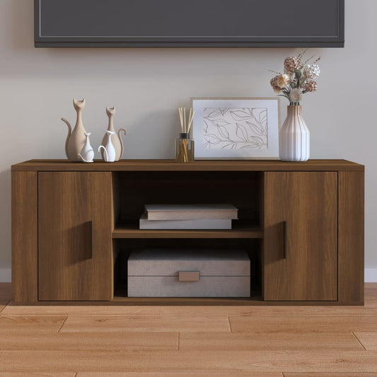 TV-taso ruskea tammi 100x35x40 cm tekninen puu - Sisustajankoti.fi