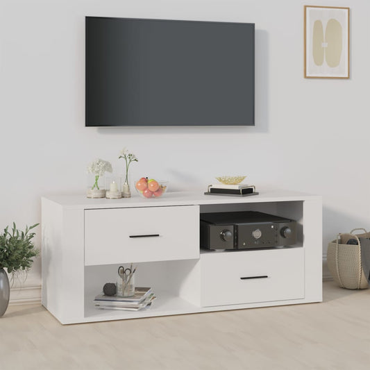 TV-taso valkoinen 100x35x40 cm tekninen puu - Sisustajankoti.fi
