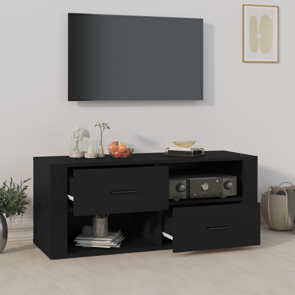 TV-taso musta 100x35x40 cm tekninen puu - Sisustajankoti.fi