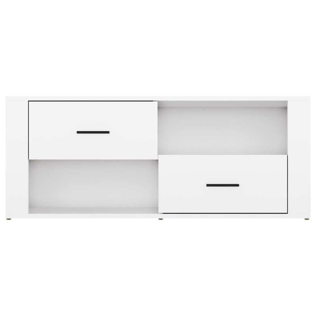 TV-taso korkeakiilto valkoinen 100x35x40 cm tekninen puu - Sisustajankoti.fi