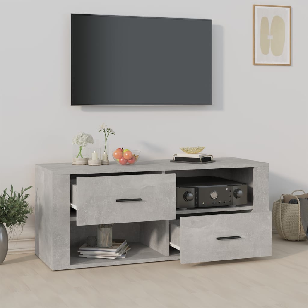 TV-taso betoninharmaa 100x35x40 cm tekninen puu - Sisustajankoti.fi