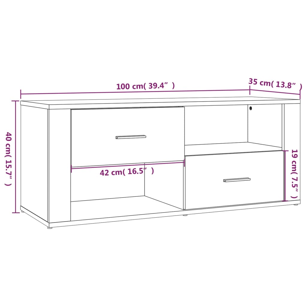 TV-taso betoninharmaa 100x35x40 cm tekninen puu - Sisustajankoti.fi