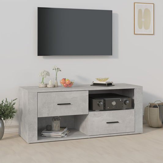 TV-taso betoninharmaa 100x35x40 cm tekninen puu - Sisustajankoti.fi