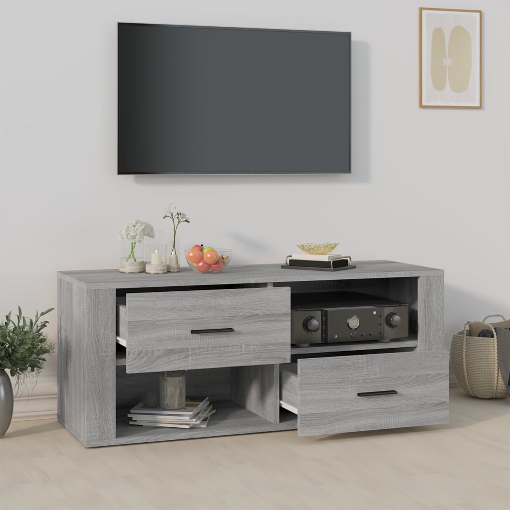 TV-taso harmaa Sonoma 100x35x40 cm tekninen puu - Sisustajankoti.fi