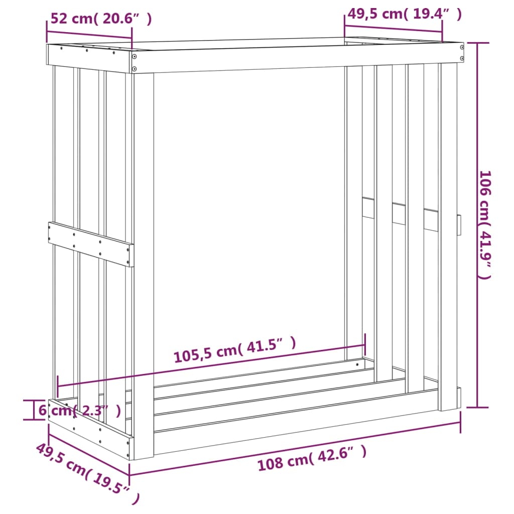 Polttopuuteline ulos harmaa 108x52x106 cm täysi mänty - Sisustajankoti.fi