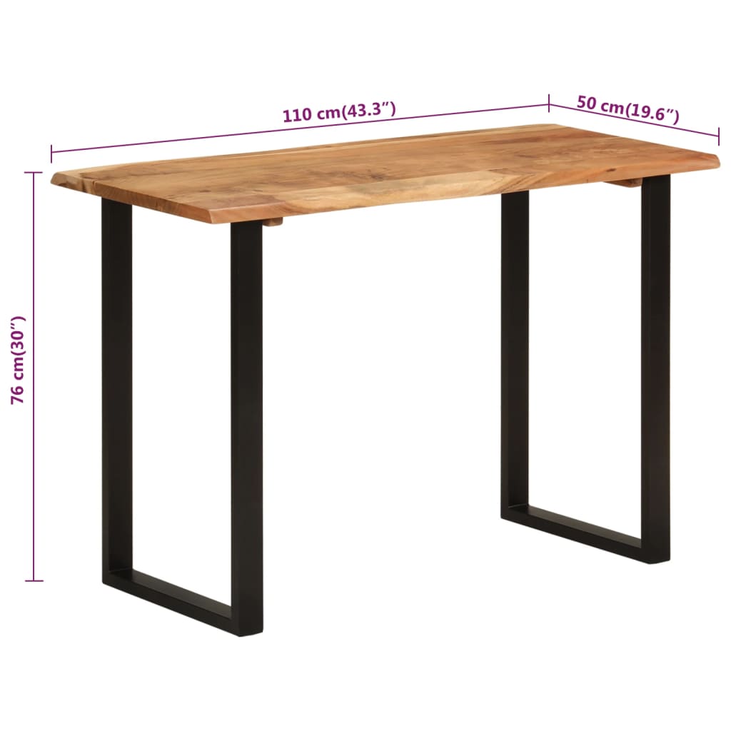 Ruokapöytä 110x50x76 cm täysi akaasiapuu - Sisustajankoti.fi