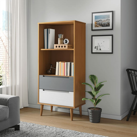 Kirjahylly MOLDE ruskea 60x35x133,5 cm täysi mänty - Sisustajankoti.fi