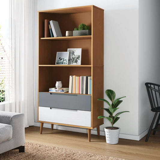 Kirjahylly MOLDE ruskea 85x35x170,5 cm täysi mänty - Sisustajankoti.fi