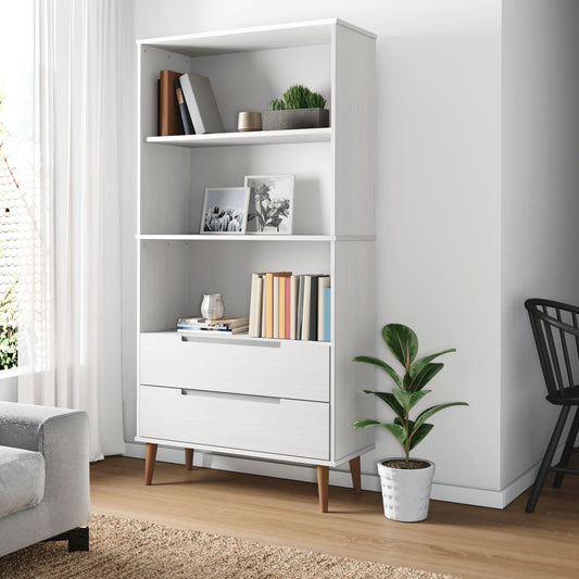 Kirjahylly MOLDE valkoinen 85x35x170,5 cm täysi mänty - Sisustajankoti.fi