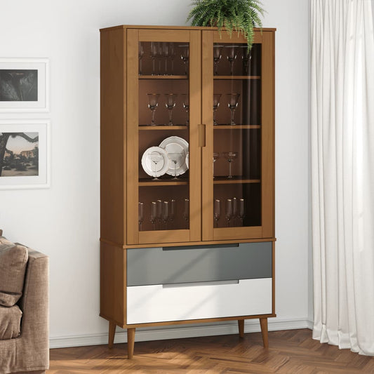 Lasikaappi MOLDE ruskea 90x35x175 cm täysi mänty - Sisustajankoti.fi