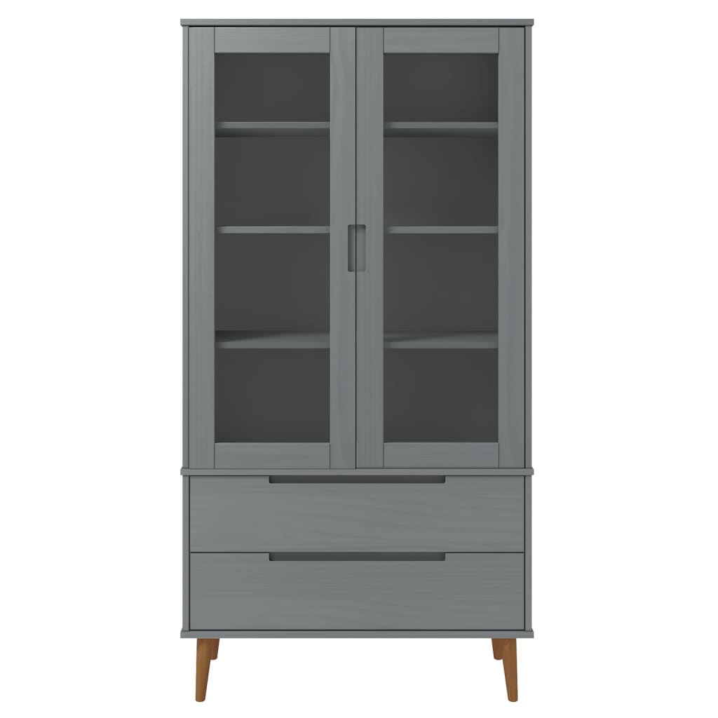 Lasikaappi MOLDE harmaa 90x35x175 cm täysi mänty - Sisustajankoti.fi
