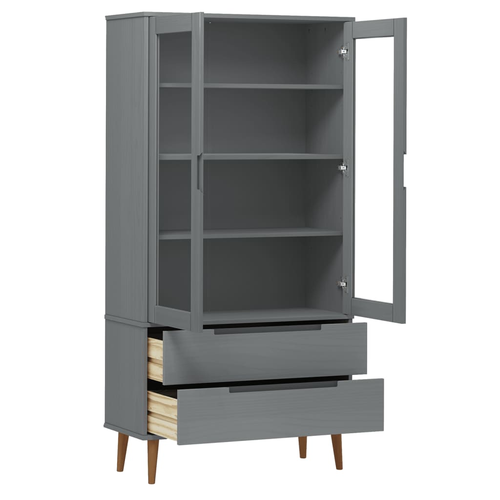 Lasikaappi MOLDE harmaa 90x35x175 cm täysi mänty - Sisustajankoti.fi