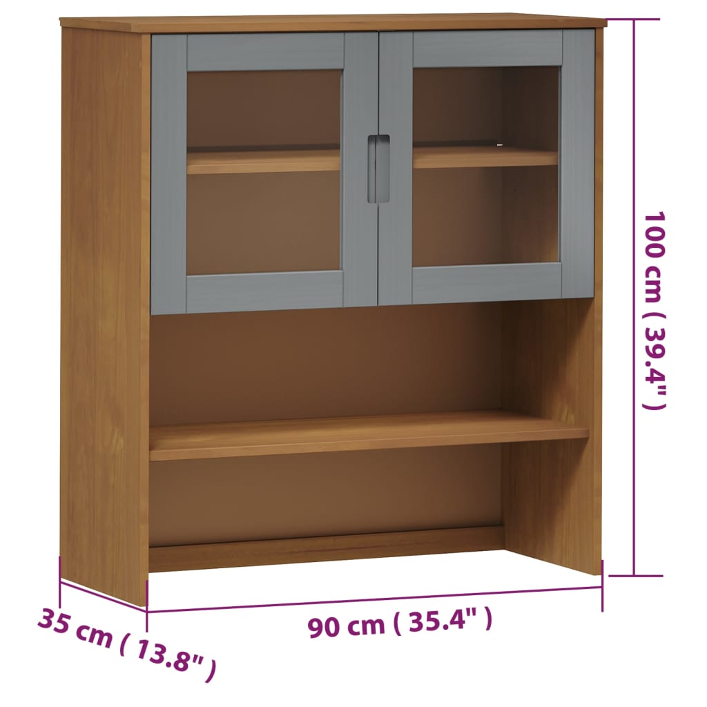 Yläkaappi MOLDE ruskea 90x35x100 cm täysi mänty - Sisustajankoti.fi