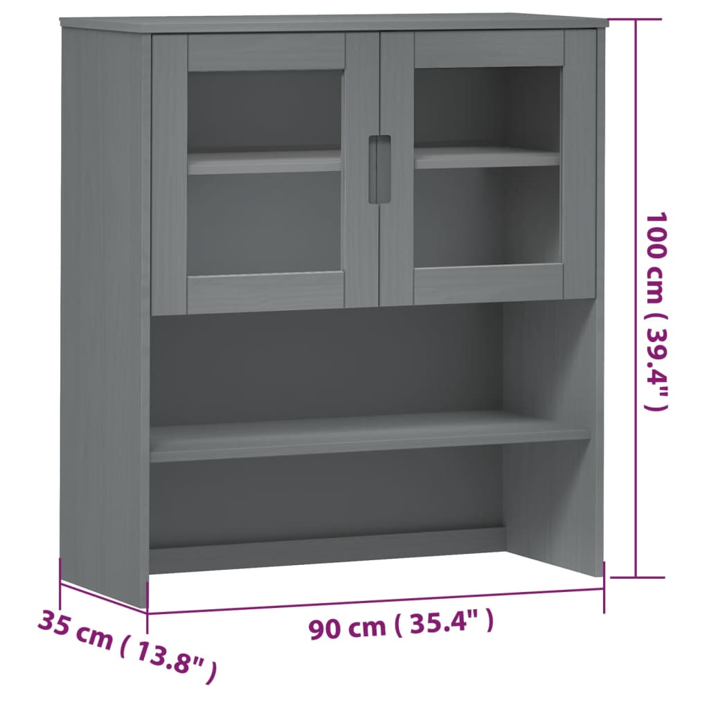 Yläkaappi MOLDE harmaa 90x35x100 cm täysi mänty - Sisustajankoti.fi