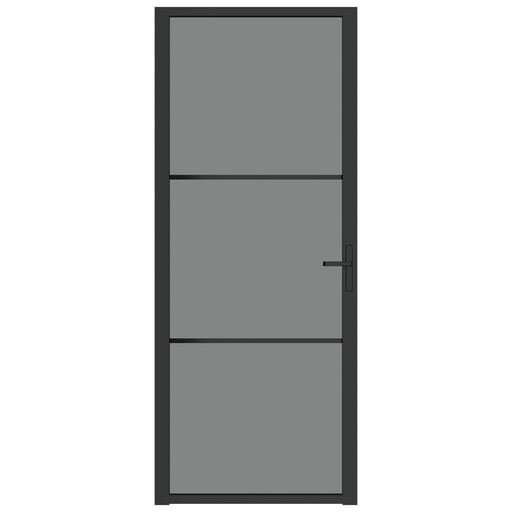 Sisäovi 83x201,5 cm musta ESG-lasi ja alumiini - Sisustajankoti.fi