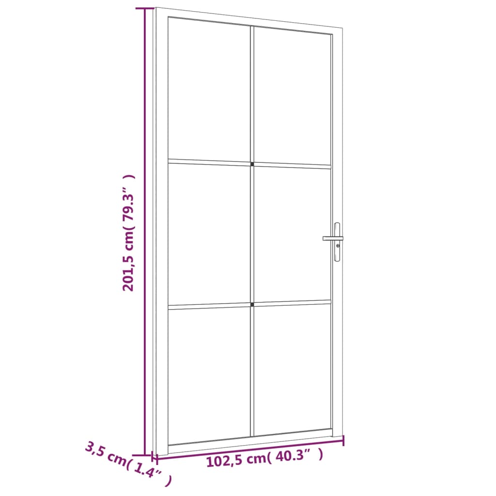 Sisäovi 102,5x201,5 cm musta ESG-lasi ja alumiini - Sisustajankoti.fi