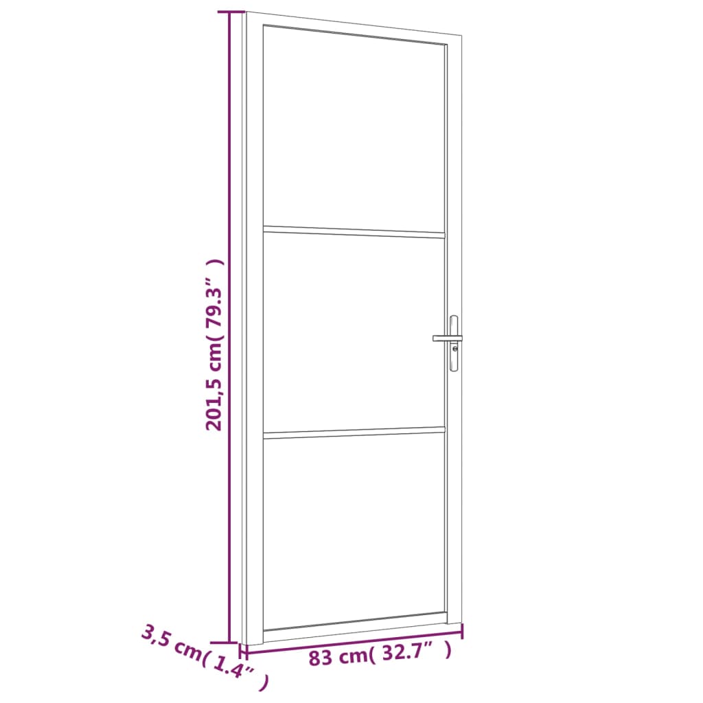 Sisäovi 83x201,5 cm valkoinen ESG-lasi ja alumiini - Sisustajankoti.fi
