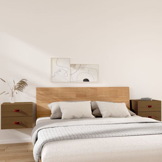 Seinäkiinnitettävät yöpöydät 2 kpl hunajanruskea 50x36x40 cm - Sisustajankoti.fi